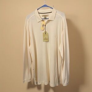 Tommy Bahama Marlin & Rossi Coconut Cream Long Sleeve Polo NWT